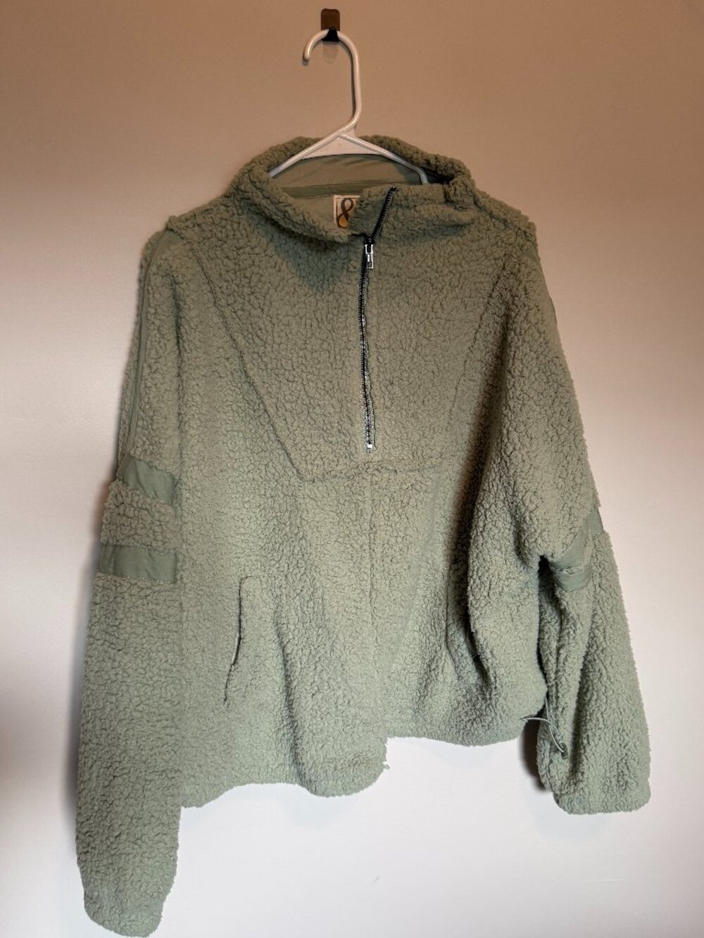 Ampersand Avenue Sherpa Pullover Womens Large Sage Green Half Zip Fleece Cozy